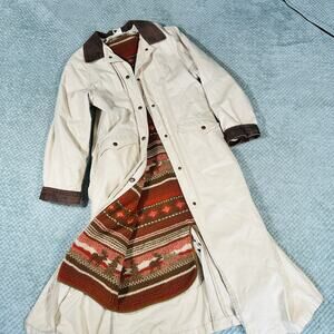 L.L. Bean Cream Trench Coat with Brown Accents